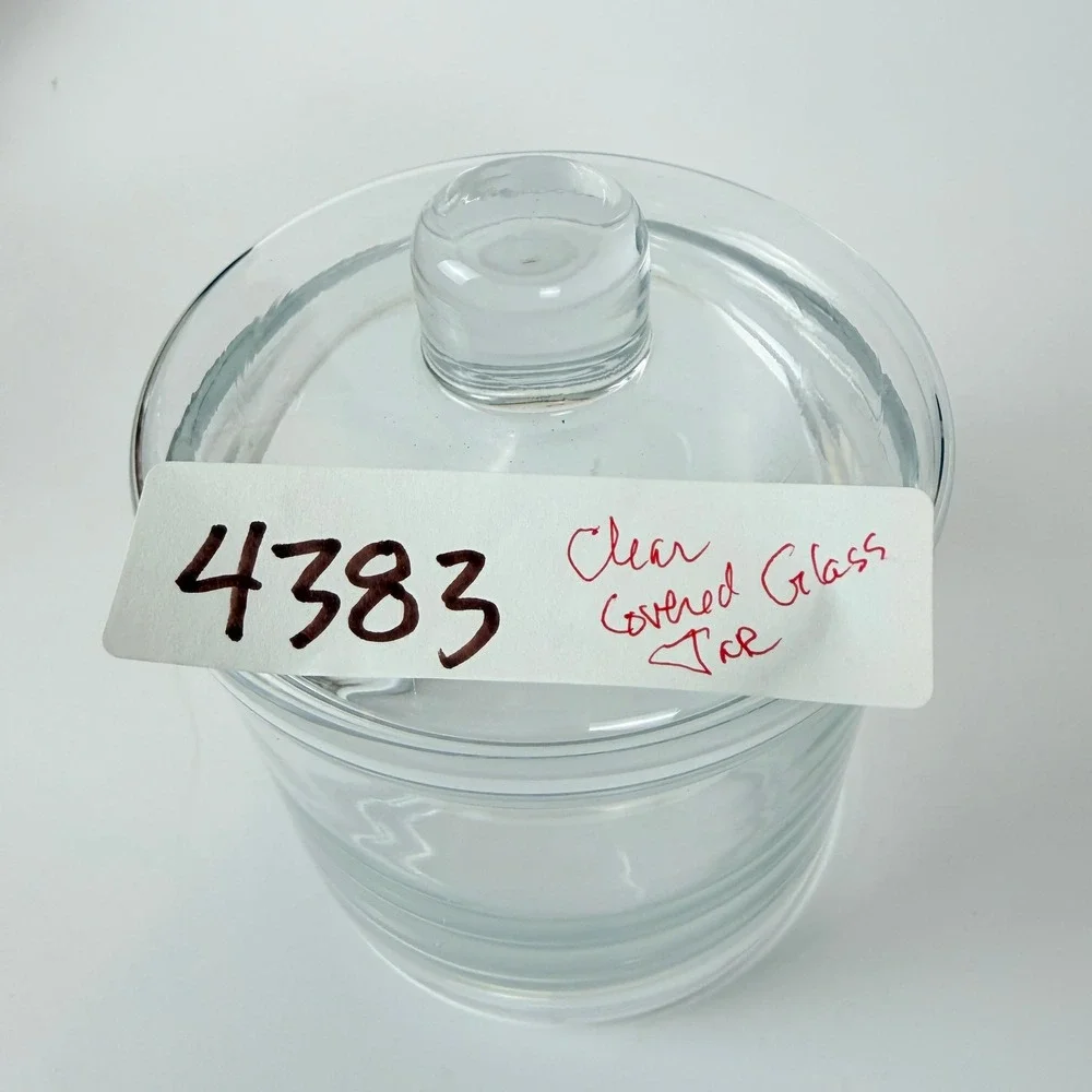 Clear Glass Apothecary Jar Small Round Canister with Lid Bathroom Storage Decor